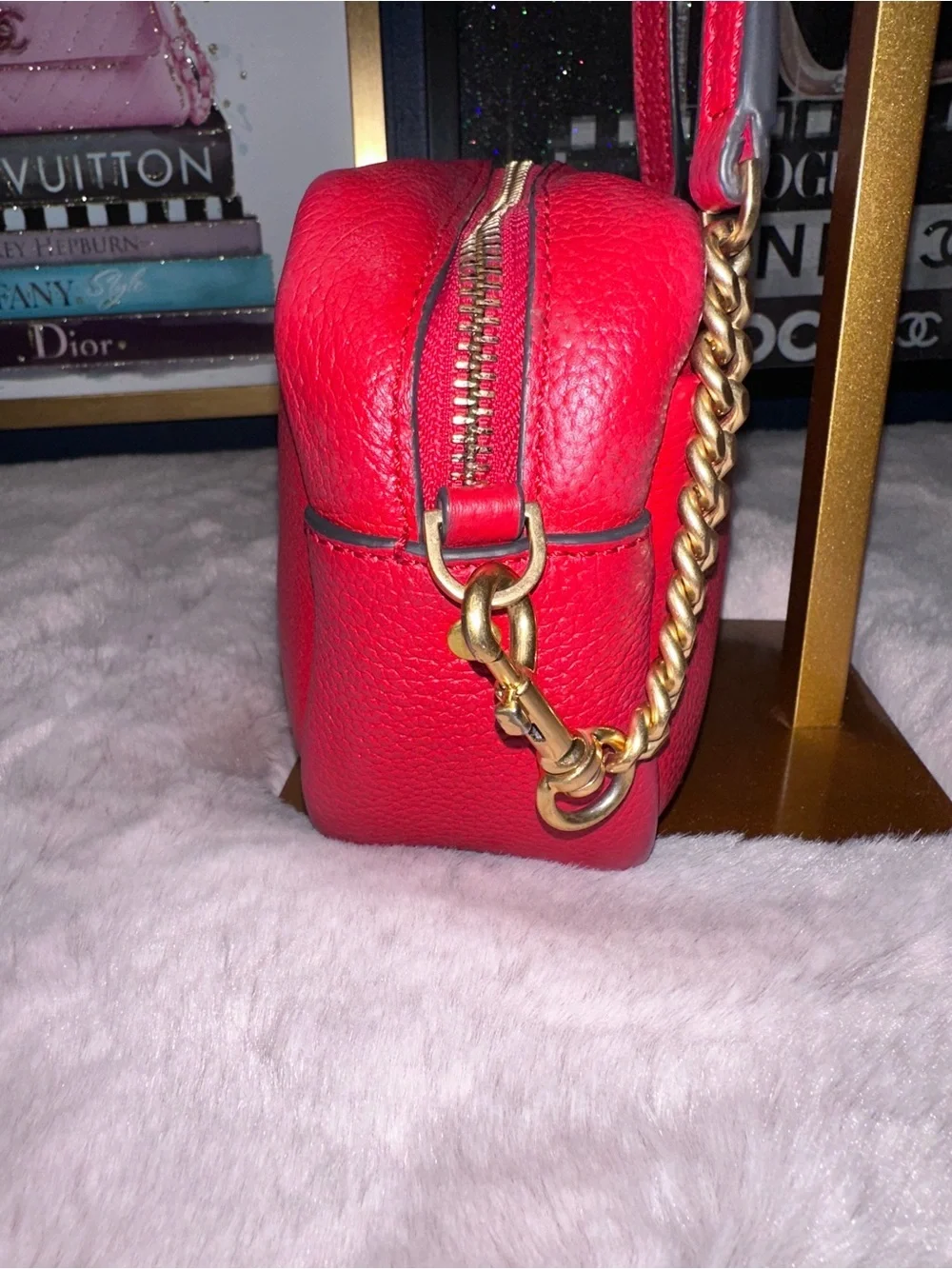 👜 Tory Burch Perry Bombe Mini Camera Bag Crossbody – Red Pebbled Leather